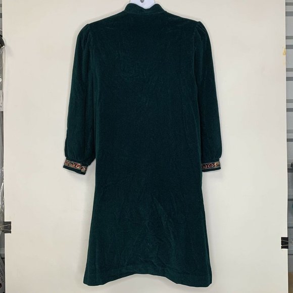 VTG Vanity Fair Green Fleece Nightgown Zip Robe Embroidery Long Sleeve Size XL - Picture 4 of 7